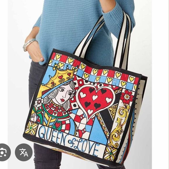 NWT Brighton "Queen Of Love" Large Canvas Tote Bag Retail $125 - Picture 2 of 12